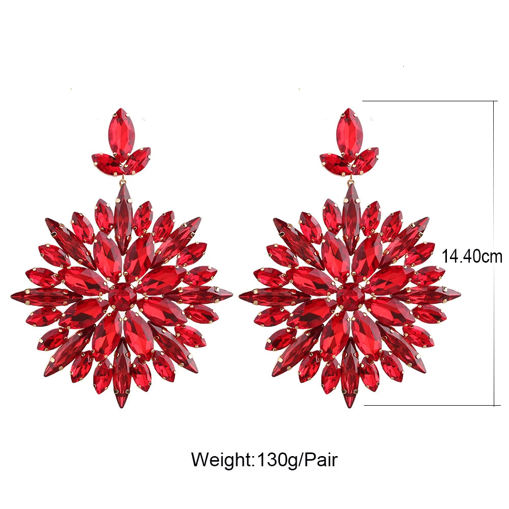 Exaggerated Large Pendant Crystal Earrings for Women Temperature Fashion Super Water Diamond Long Tigram Pendant Earrings Wholesale 241031