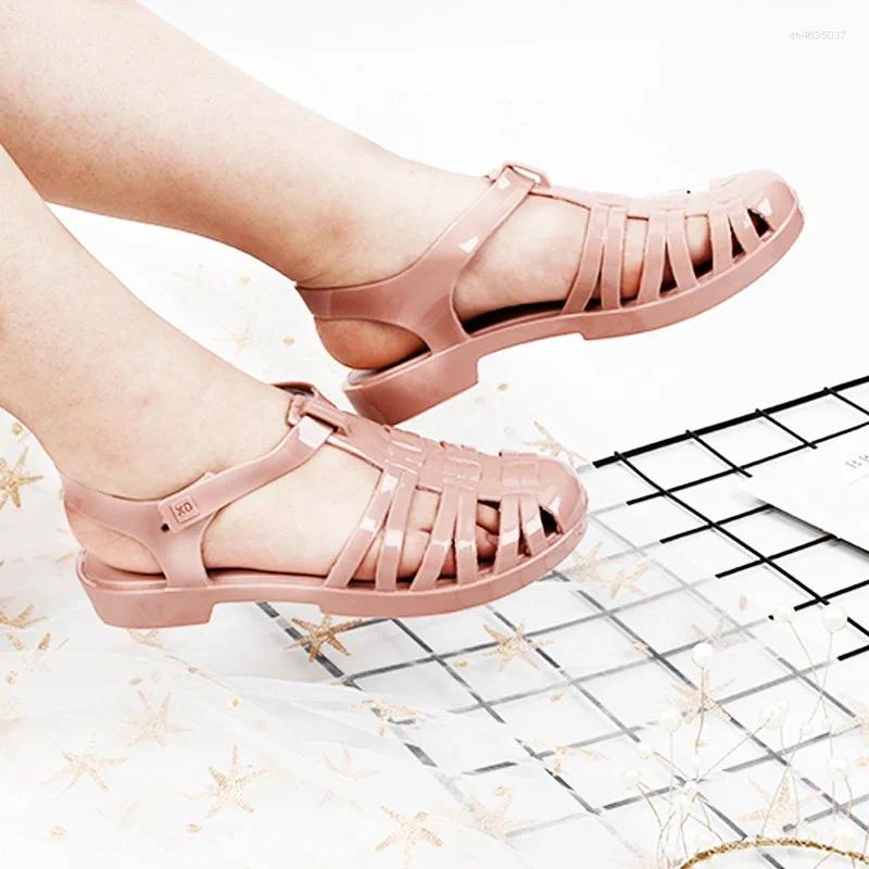 Sandals Women's PVC Casual Jelly Crystal Shoes Summer Roman Retro Flat Fashion hurenlakeshoes hurenlakeshoes hurenlakeshoes