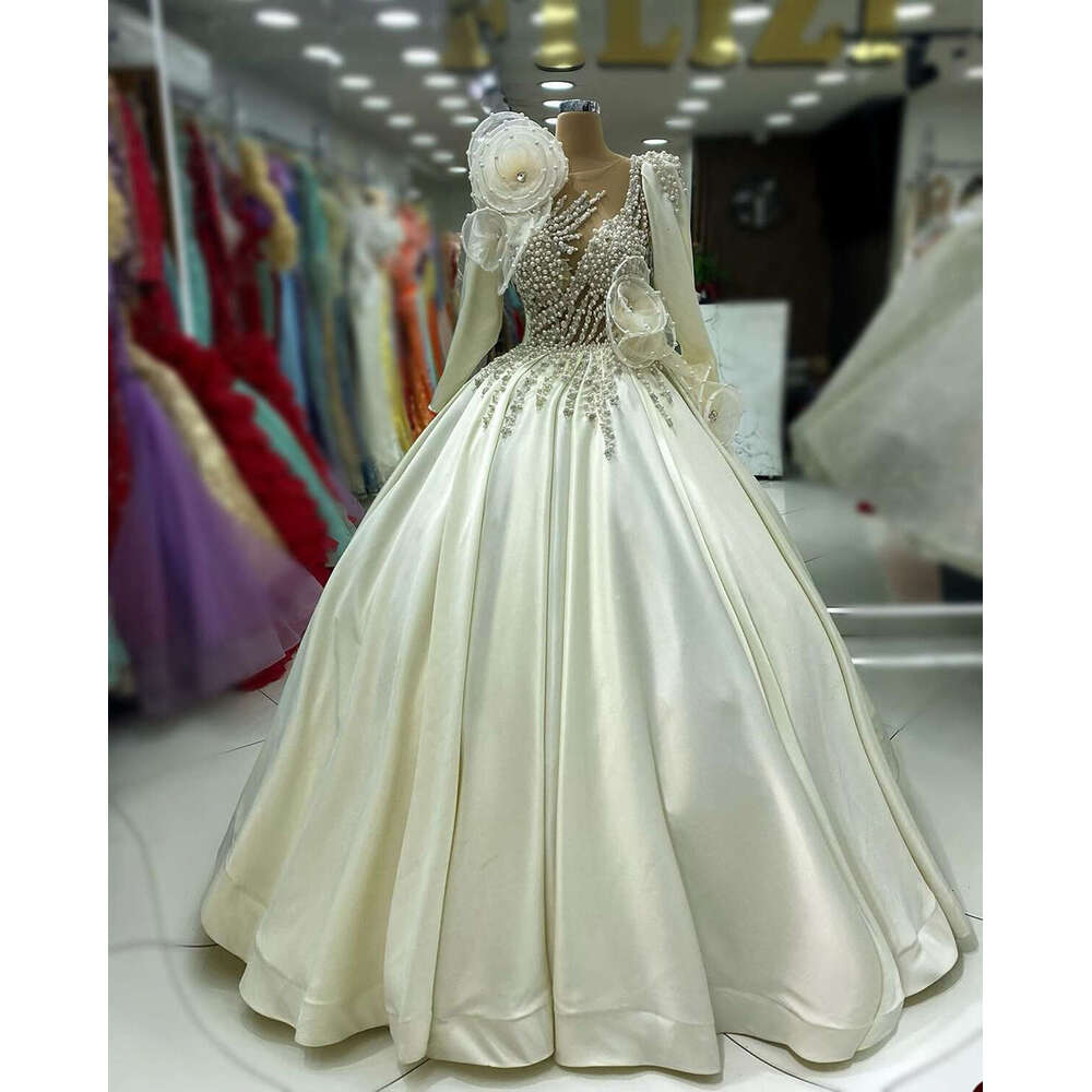 Ball Wedding Dresses Pear Wer Applique Dia Bridal Gown Dubai Arabic Dress Vestido De Novia Sweep Train