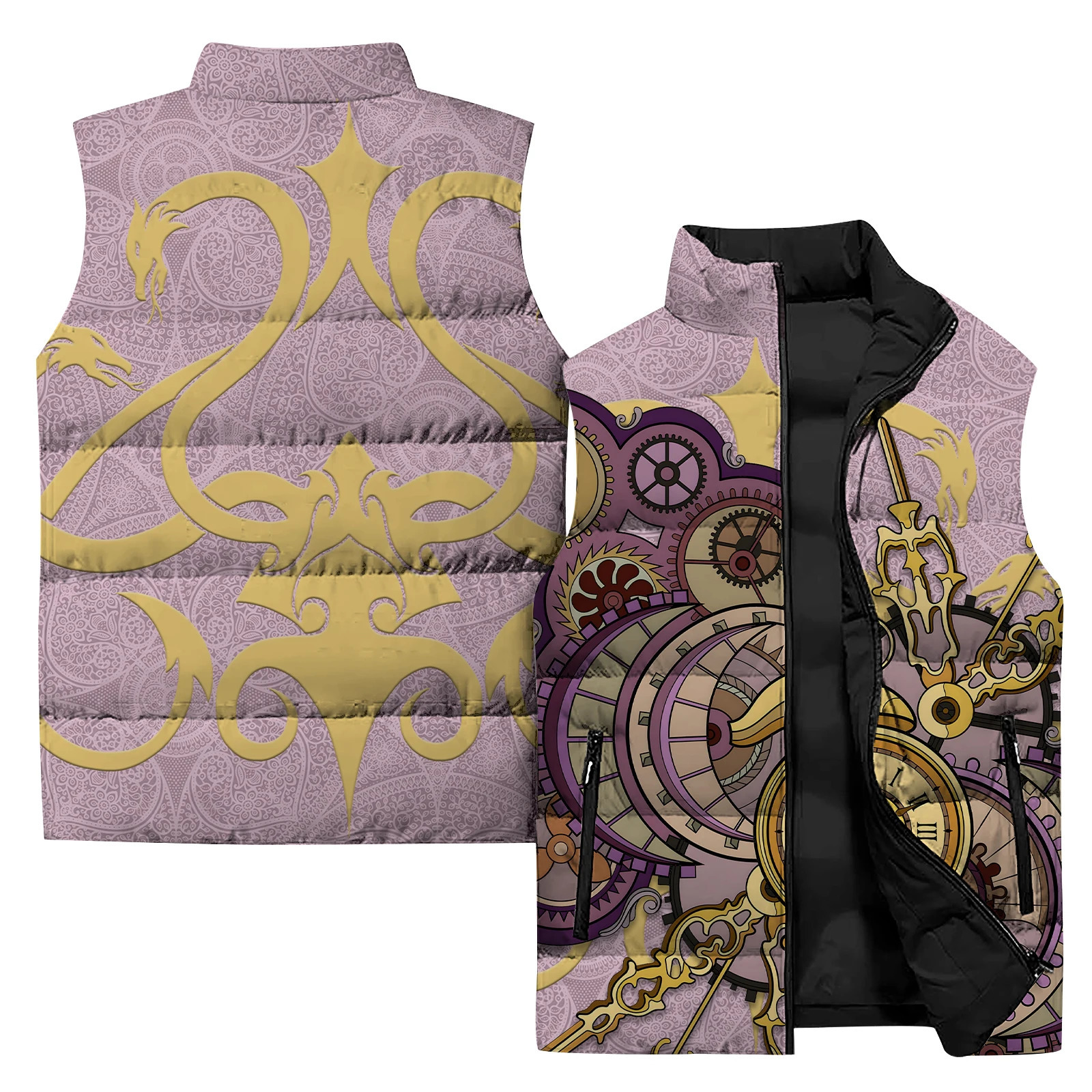 Vintage Vests for Men Vest Warmth Durable Man Jackets 3D Printing Mens Clothing Trend Clock Retro Butterfly Fashion Working 241031