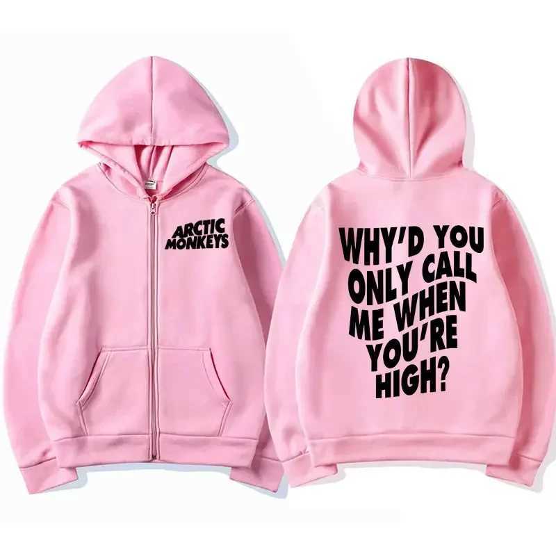 Why do you only call me when youre excited about the Arctic monkey zip up hoodie? Zipper sweatshirt mens hip-hop fashion jacket hooded X241031