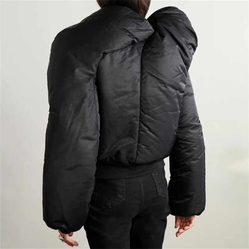 Womens winter jacket outerwears Asymmetric slim fit pilot Couple style Warm thick coat y2k cottonpadded 241031
