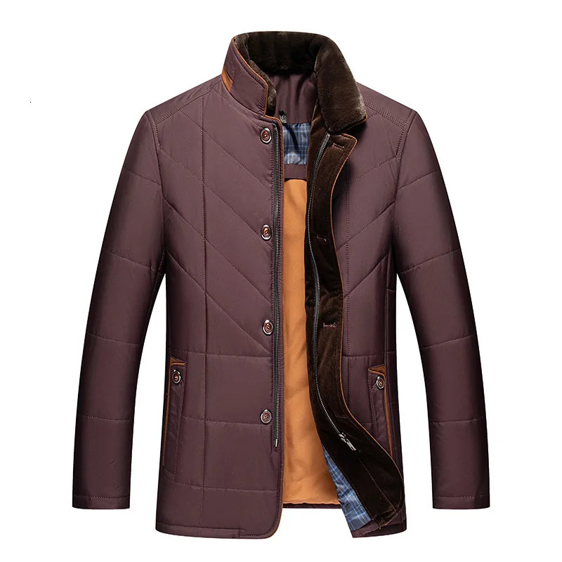 Winter Jackets for Men Coat Middleaged Business Short Parkas Solid Fur Collar Cotton Padded Jacket Keep Warm Fashion 241031