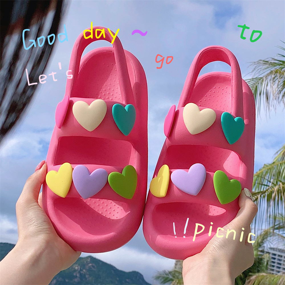 2024 New Slipper Ladies Summer Shoes Color Love Double slippers Indoor Street Sandals Girls Beach shower slide