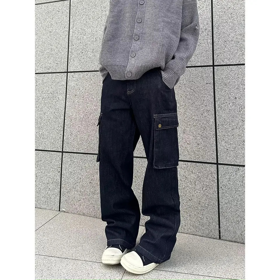 Black Man Jeans High Waist Wide Leg Jean Fashion American Vintage Y2K Streetwear male Denim Trouser 2024 Baggy Denim Pants 241031