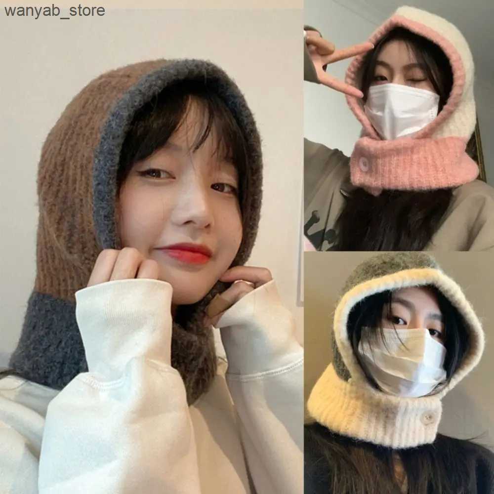 Wide Brim Hats Bucket Hats Women Knitted Hat Balaclava Winter Thicken Warm Anti-Pilling Beanie Ladies Windproof Earflaps Scarf Hat Adult Casual Plush 