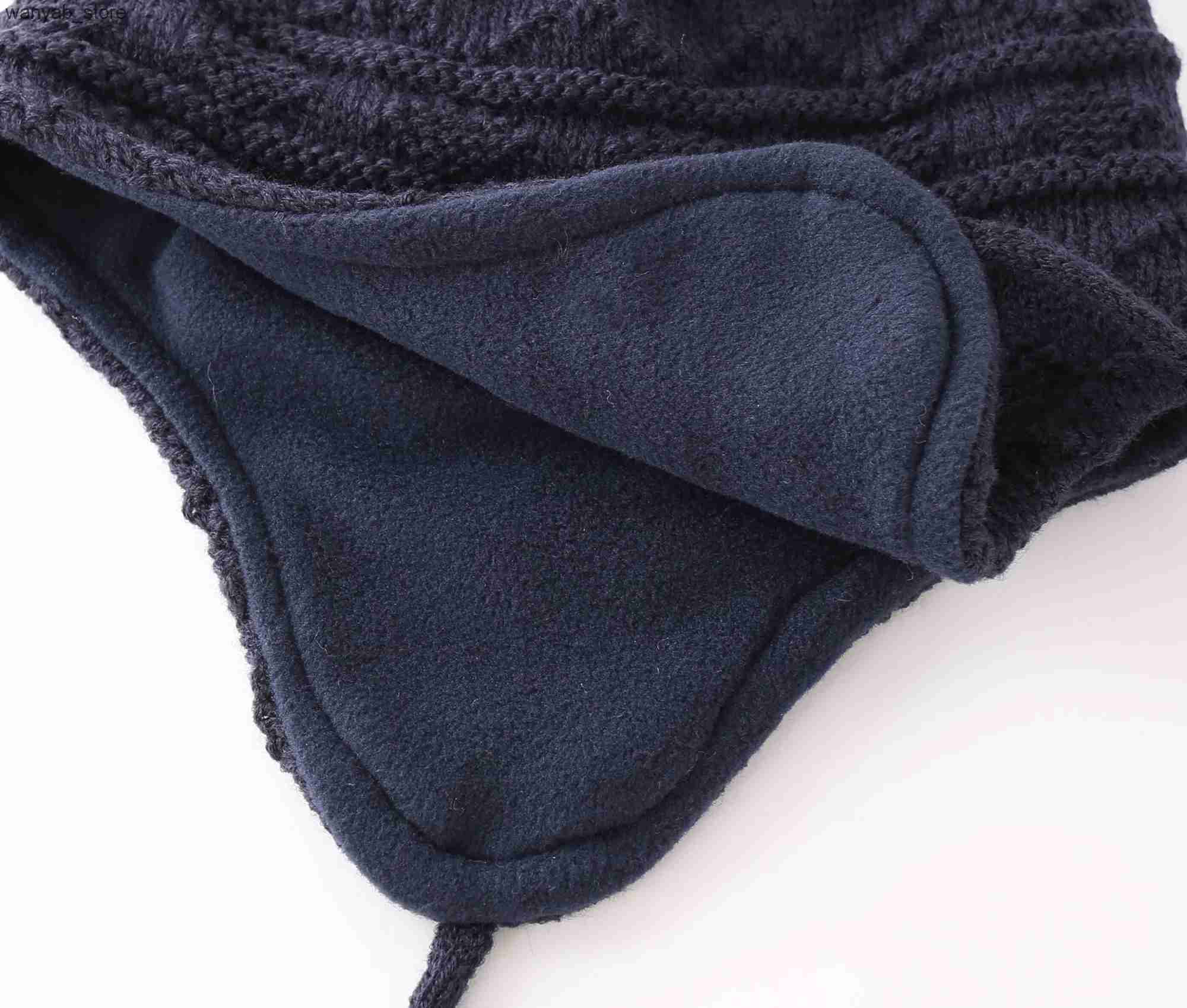 Wide Brim Hats Bucket Hats Connectyle Toddler Infant Boys Girls Winter Skull Cap Fce Lined Knitted Kids Hat with Earflap Hats With Pom-Pom L240910