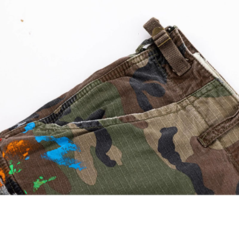 High Quality Camouflage Beggars Holes Tie Dye Shorts Men Causal Hip Hop Cargo Camo Short Pants Man