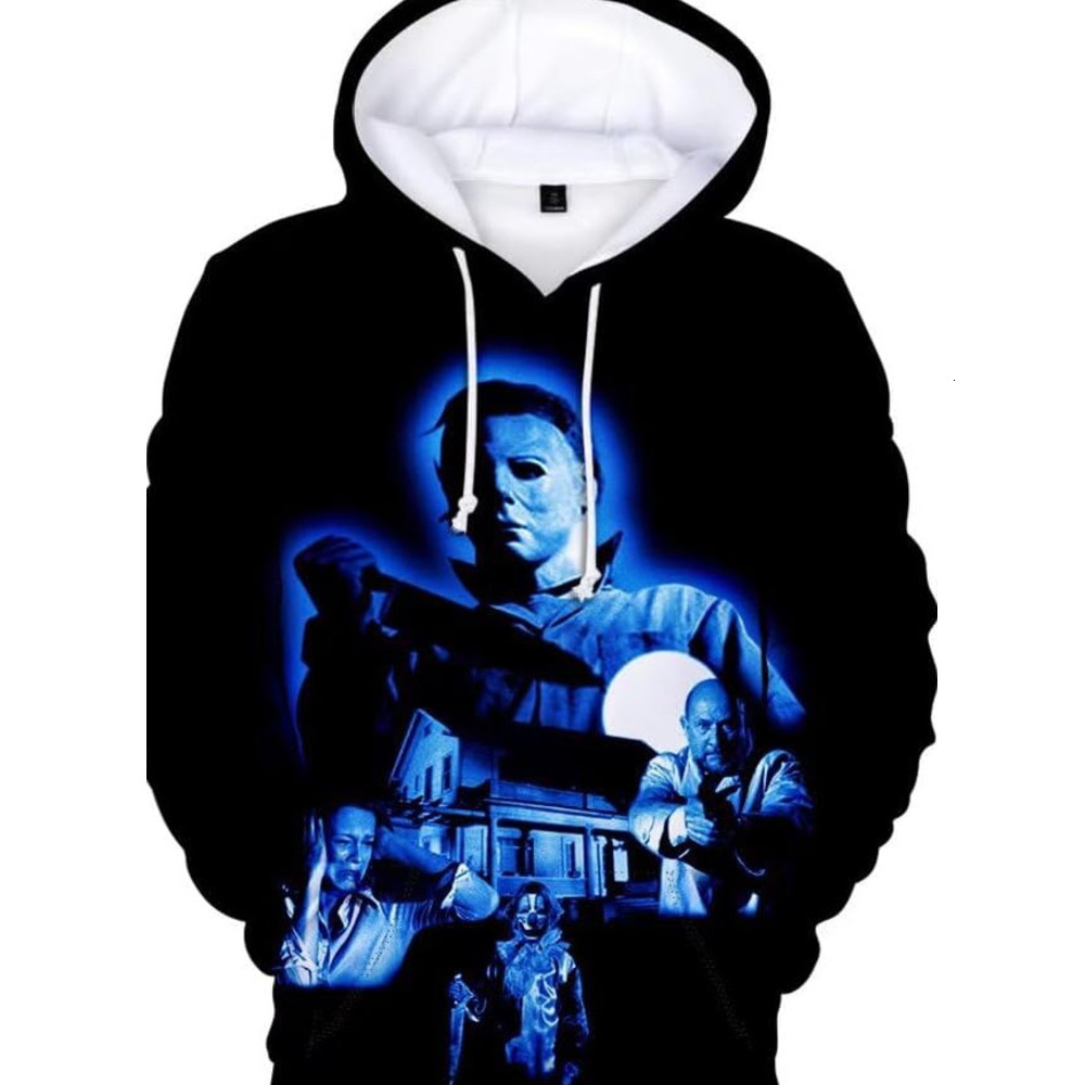 Hoodie for Mens Womens Michael Myers Hoodie Horror Movie Cosplay Costume 3D cool Pullover Sweatshirt Graphic Hoodies Creative fash sweatshirt Pullover