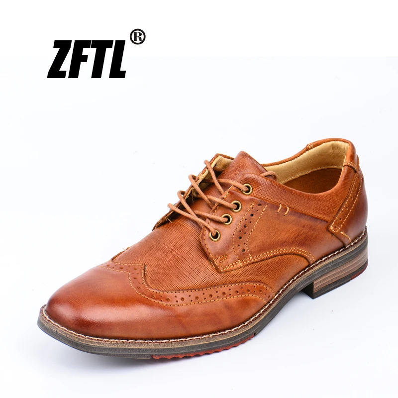 ZFTL Mens Shoes Mens Business Formal Mens Brock Oxford Shoes Genuine Leather British Style Retro Lace Spring/Autumn 241031