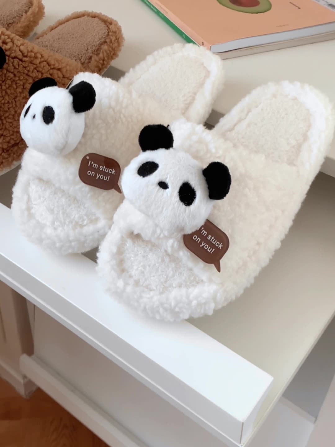 Cartoon Panda Slippers Cute slippers for women girls Fashion Kawaii Fluffy warm winter women cartoon panda shoes