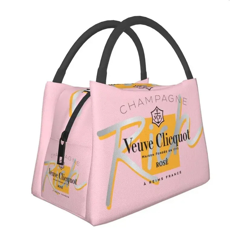 Clicquot Insulated Lunch Bags for Women Resuable Champagne Cooler Thermal Bento Box Work Picnic 240320