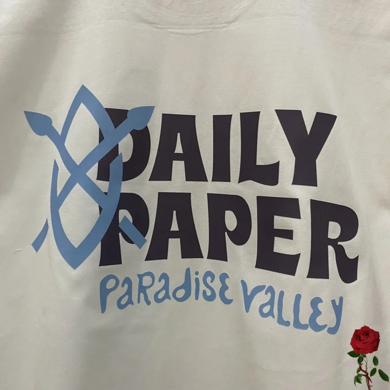 Simple Letter Print White Daily Paper T-shirt American Fashion Retro Street Clothing Daily Paper Top 241031