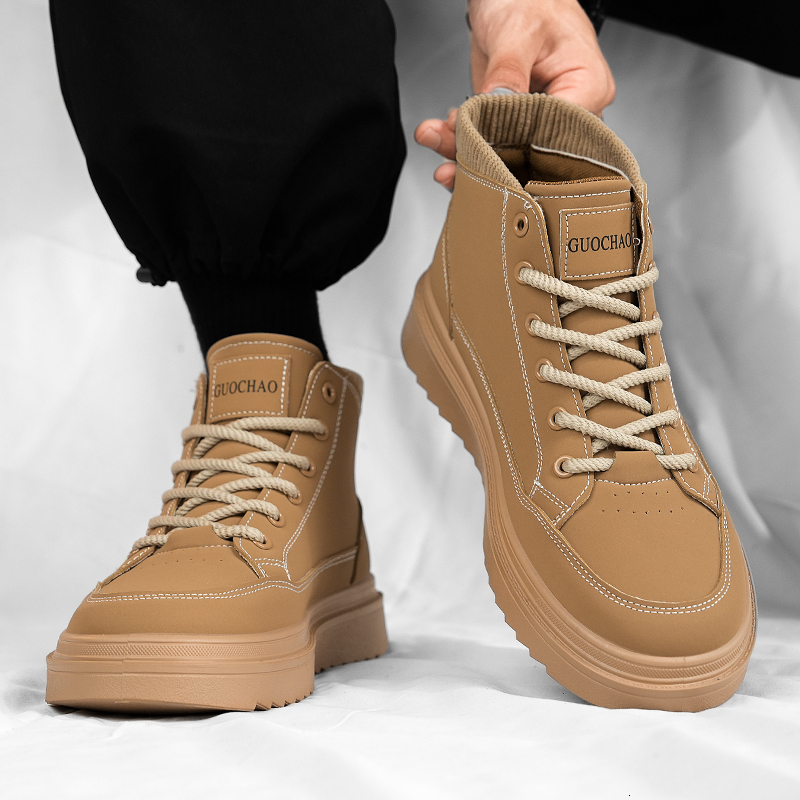 High top winter new designer black work board shoes men's anti slip and wear-resistant Martin boots anti fouling sports casual safety shoes