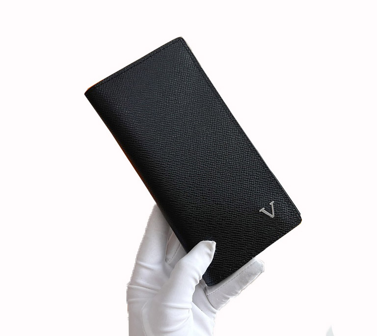 Men's Designer Brazza Wallet Fashion Shadow Long Purse Classic Emed wers Card Holder Premium Quality Stylist Vertical Money Clip Small Clutch Bag with Box