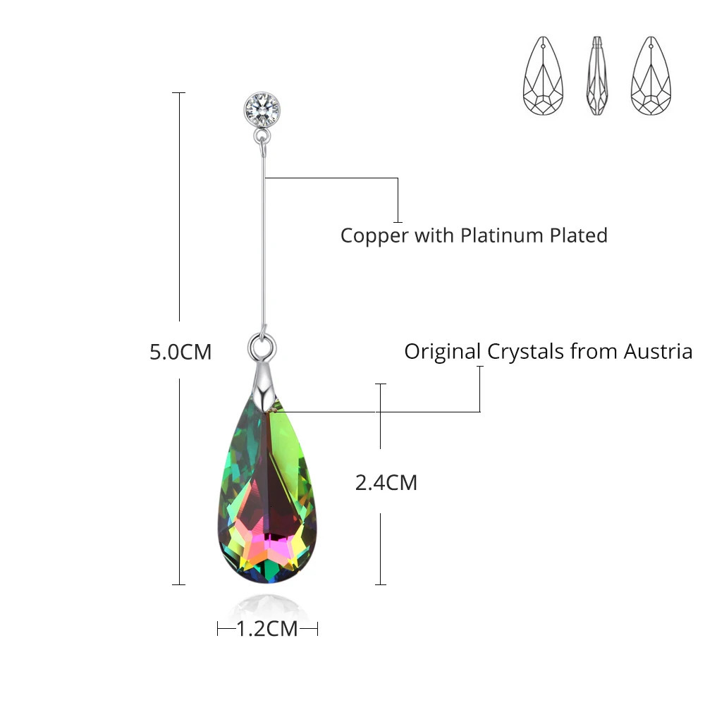 Original crystal water drop earrings from Austria suitable for womens earrings fashionable long pendant earrings wedding Christmas jewelry 241031