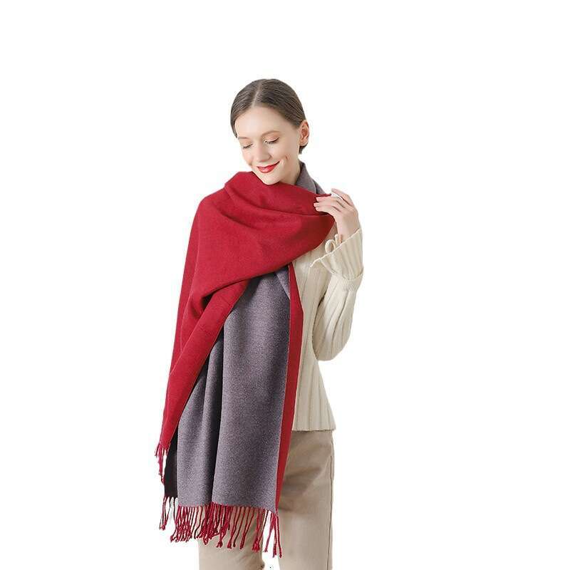 Double sided for women in autumn winter, thickened warm men's shawl, 2024 new wool and cashmere scarf