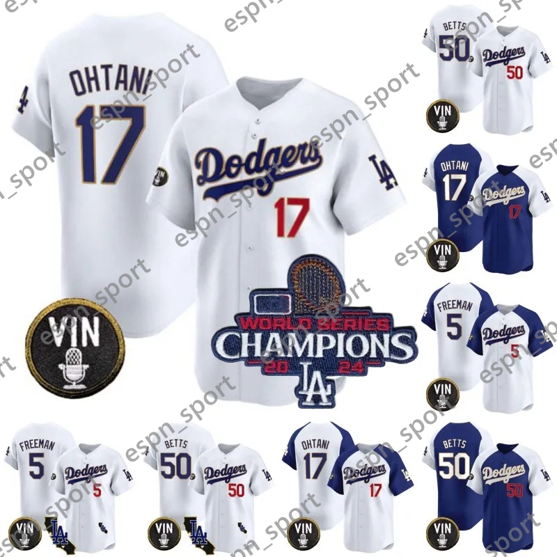 LA Shohei Ohtani Jersey Dodgers 2024 World Series Champion Patch Yoshinobu Yamamoto Will Smith Freddie Freeman Max Muncy Mookie Betts Edman Baseball Jerseys