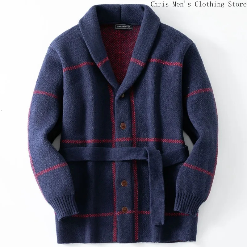 Autumn Winter Thickened Mens Knitwear Turtleneck Midlength Warm Sweater Coat European Size Vintage Mature Knitted 241029