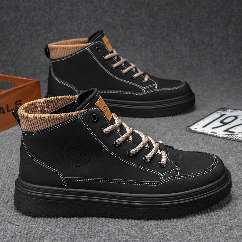 High top winter new designer black work board shoes men's anti slip and wear-resistant Martin boots anti fouling sports casual safety shoes