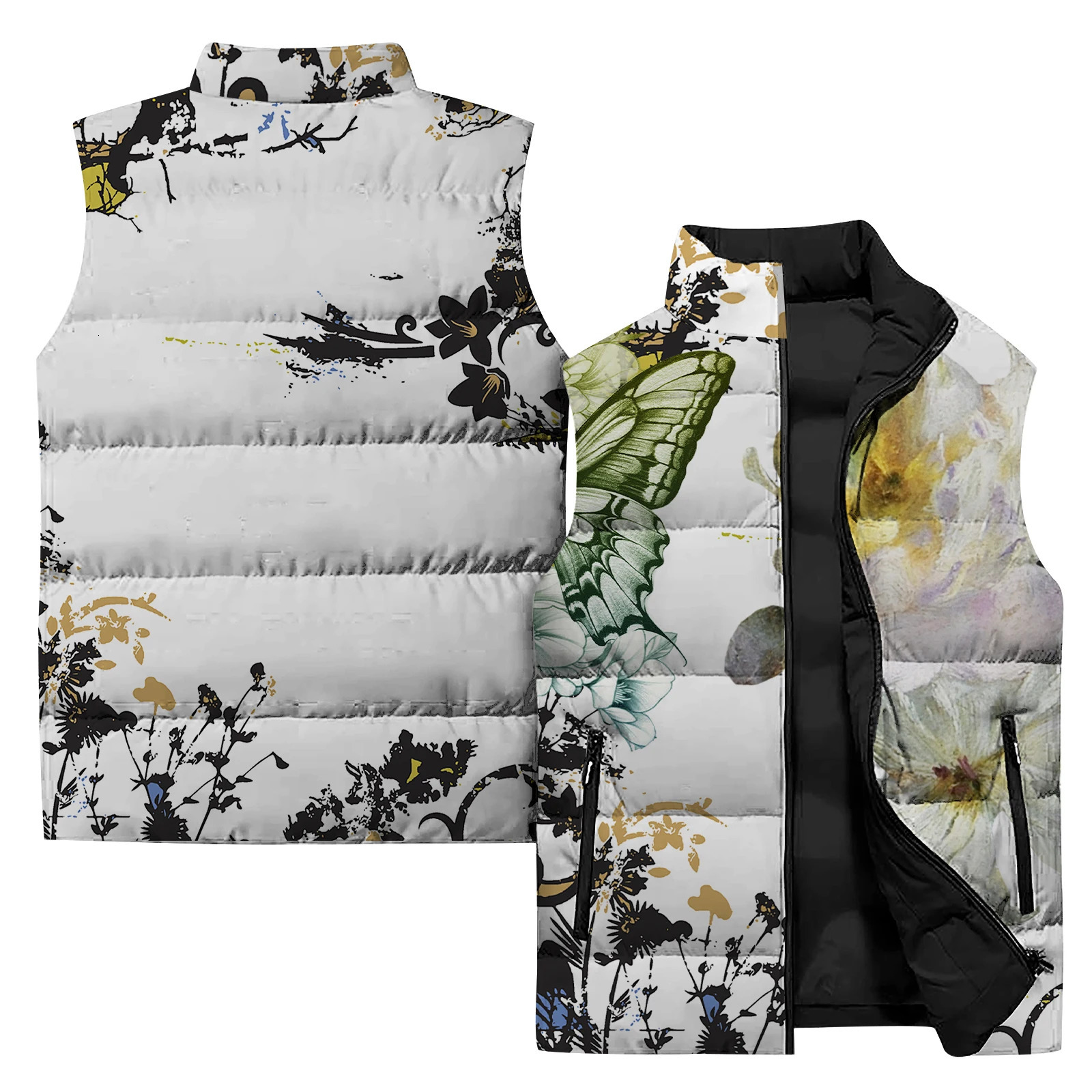 Vintage Vests for Men Vest Warmth Durable Man Jackets 3D Printing Mens Clothing Trend Clock Retro Butterfly Fashion Working 241031