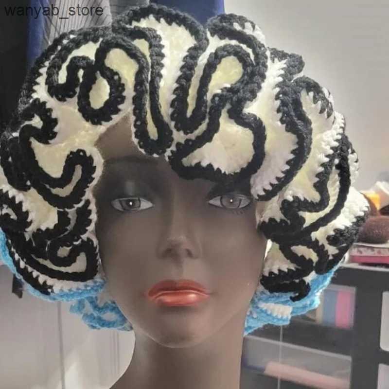 Wide Brim Hats Bucket Hats Adult Crochet Bucket Hat Handmade Ruffled Brim Fisherman Hat Windproof Hat L240910