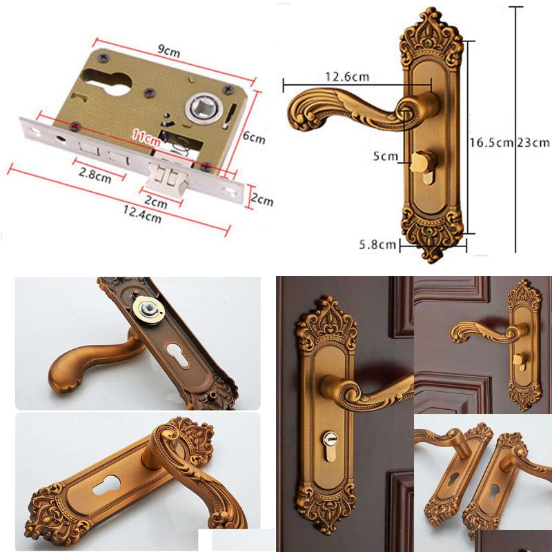 Other & New Vintage Mute Room Aluminum Alloy Interior Door Handle European Style Antitheft Gate Lock Furniture Hardware Drop Delivery Otpuk