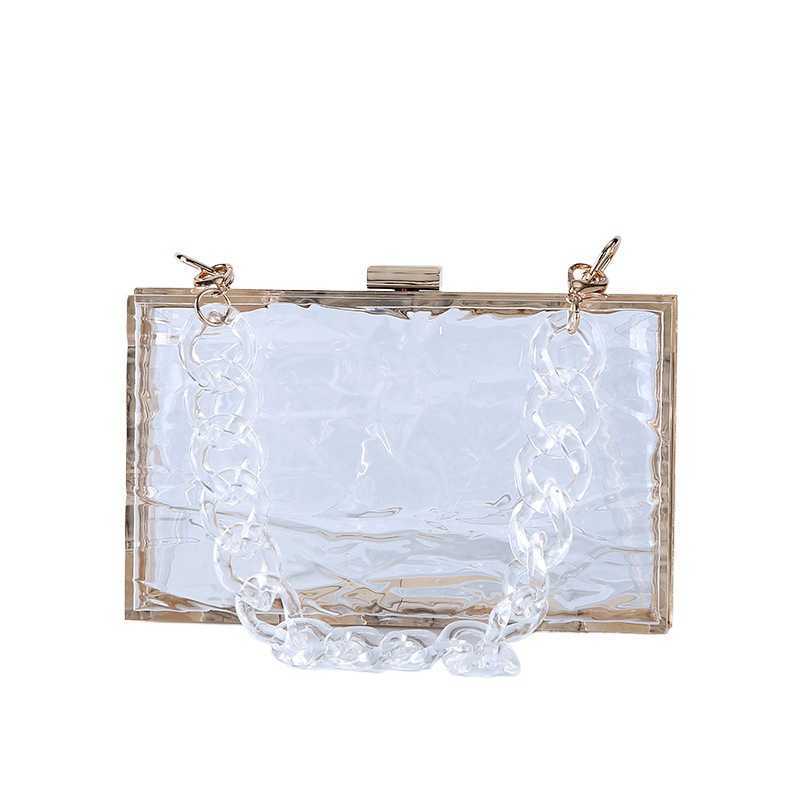 CMM New Bag Acrylic Dinner Bag Water Ripple Square Bag Chain Bag Portable Ice Crack Womens Bag