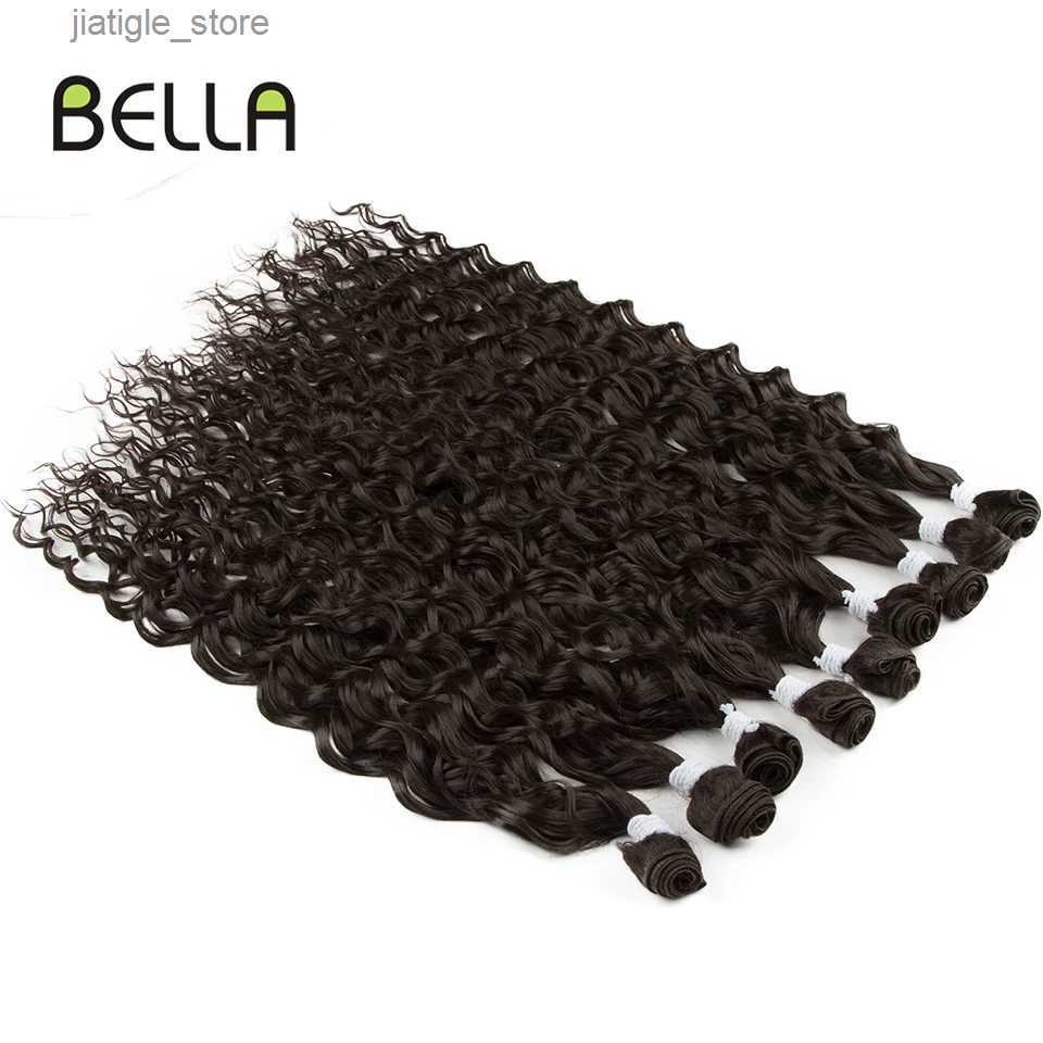 Synthetic Wigs Bella Synthetic Afro Curly Hair s Curly Weave BIO Hair Bundles Weave Ombre Blonde 22-26inch 9 Pcs Heat Resistant Fiber Y240401