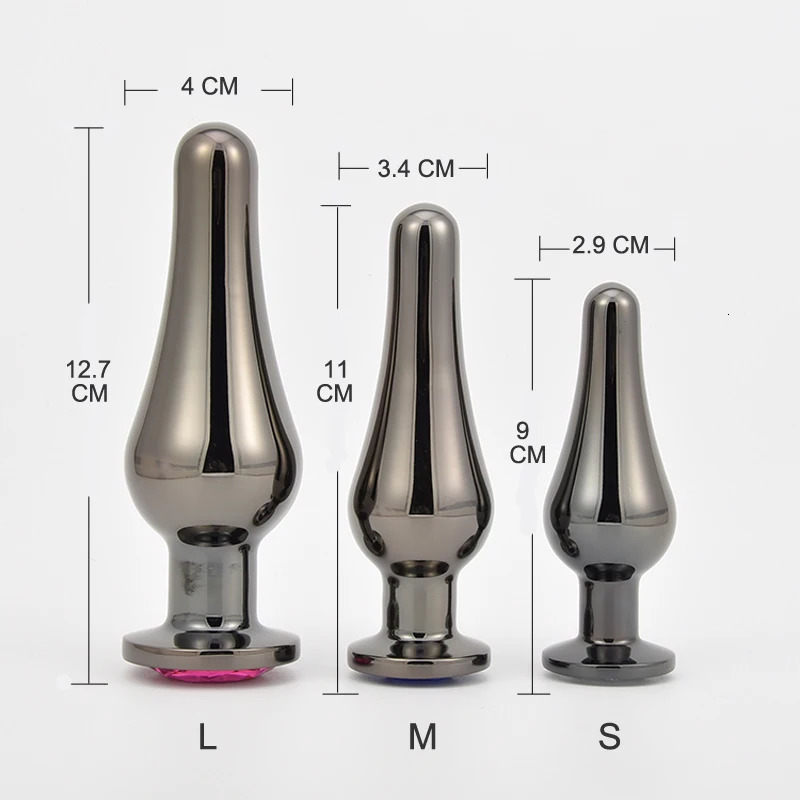 Gun Color Stainless Steel Anal Plug Dildo Sex Toys Products 3 Sizes Butt Plug For Women Sex Adult Game Prostate Massager 241031