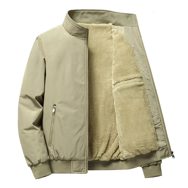 Winter Fleece Lined Cotton Jackets Thickened Plush Lamb Warm Windbreaker Jacket Men Fashion Casual Outwearing Coats 241031