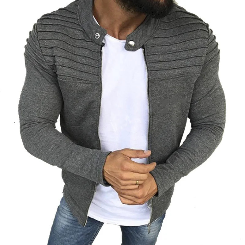 Mens Collar Jackets Black Lightweight Sweatshirts Full Zip Up Neck Long Sleeve Tops with Pocket Autumn Winter Outwear Jacket 241024
