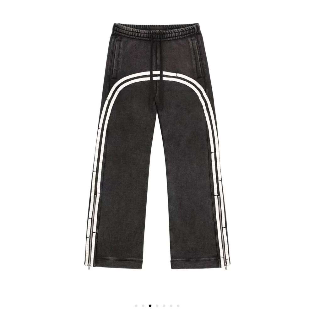 Y2k Cargo Haruku Double Stripes Zipper Embroidered Waist Retro Streetwear High Waisted Wide Leg Pants Men Women Trousers