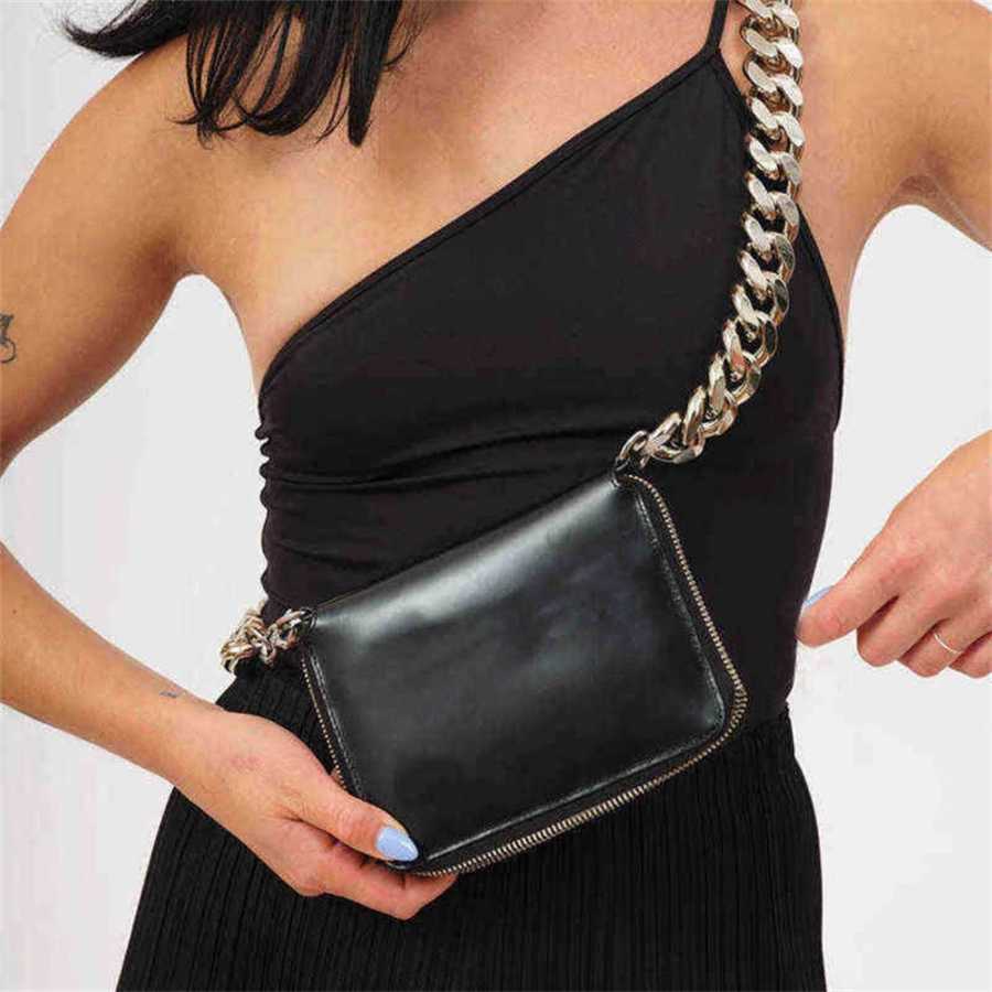 HOT Womens Kara Purse Thick Chain Single Shoulder Messenger Bag Letter Chest Bag Mini Wallet Womens Card Designer Bag 220725