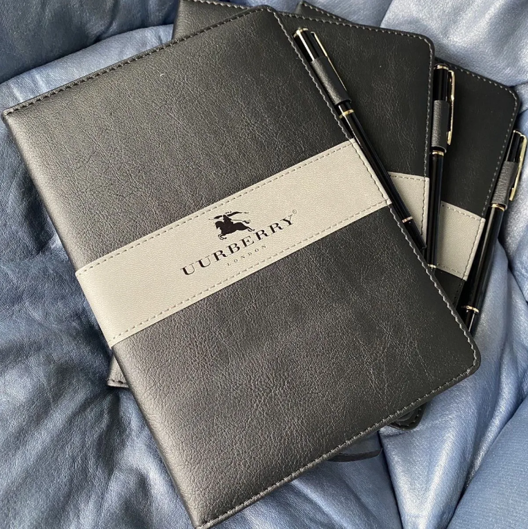 Hot Luxury Printed Pattern Notebook Set Student Leather Notebook A5 Business Notebook designer Thickened Office Logo Notebook Gift have ballpoint pen