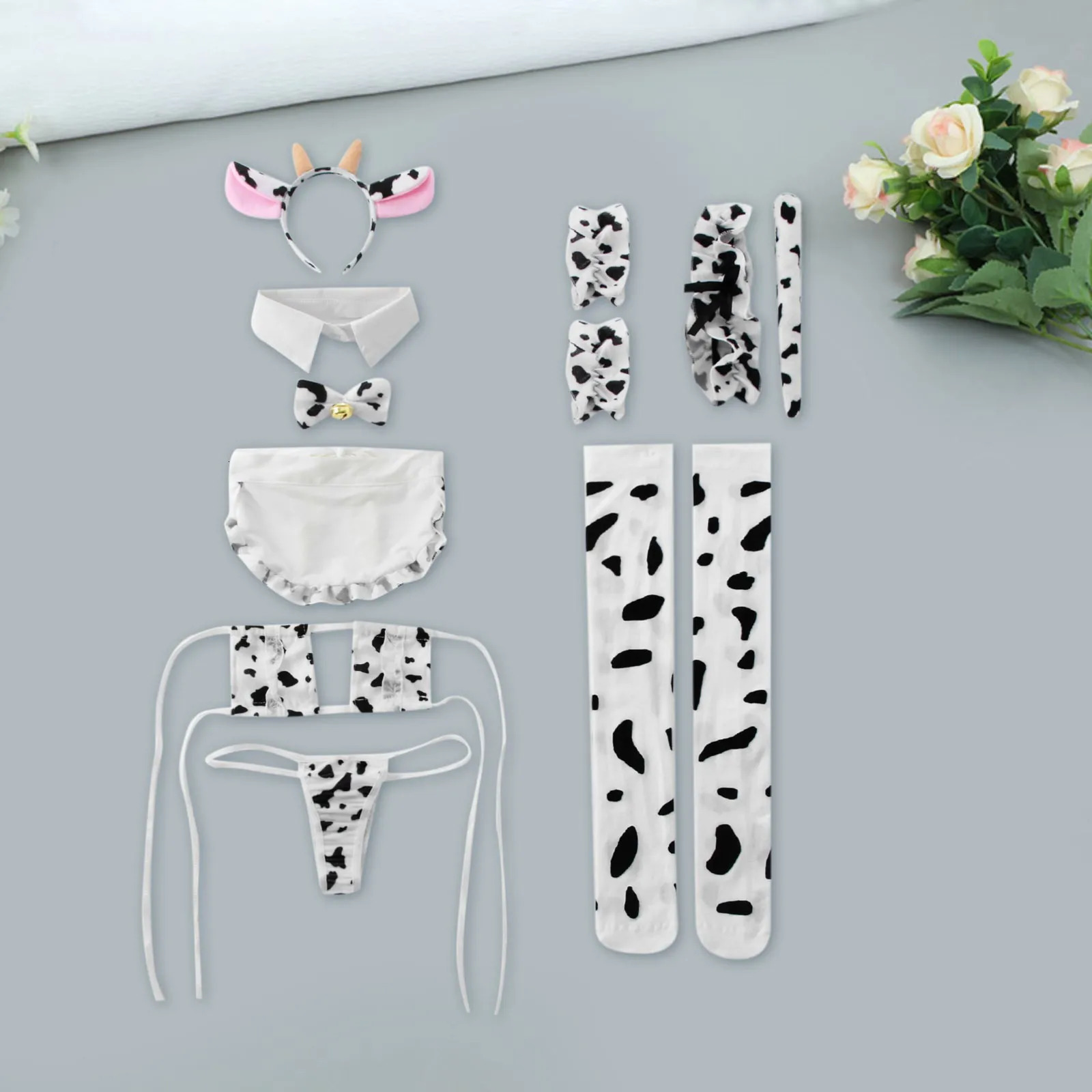 Sexy Lingerie For Womens Push Up Seductive Underwear Cute Cow Set Fashionable Cosplay Nightwear Temption Open Clothes Beautiful 241031