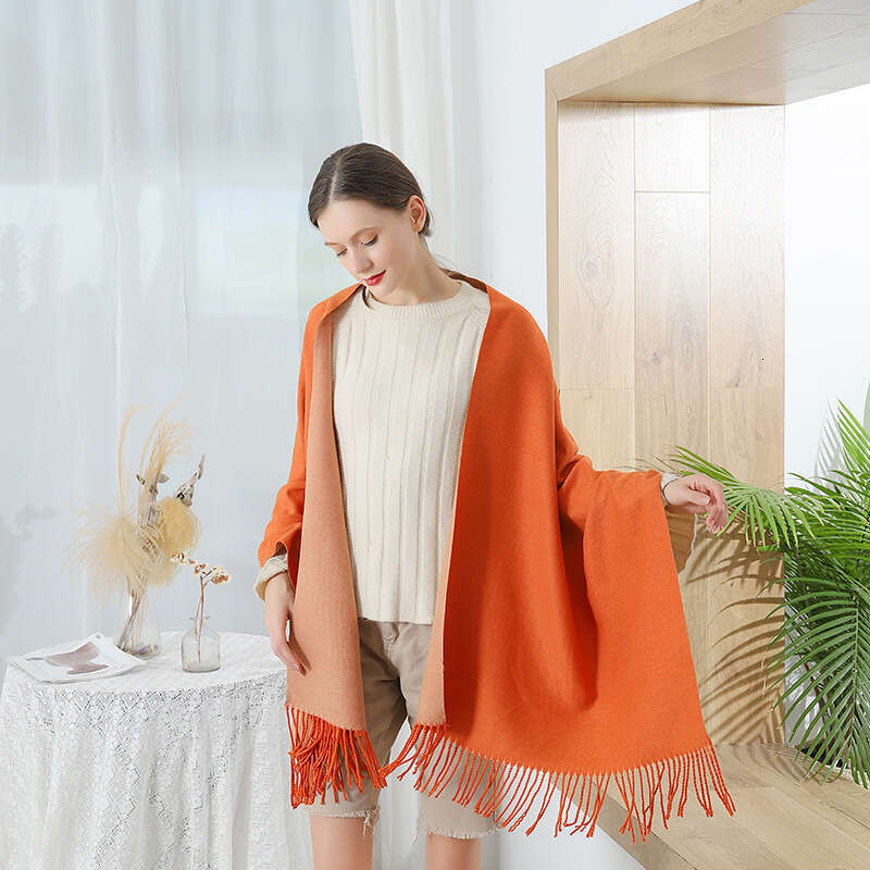Double sided for women in autumn winter, thickened warm men's shawl, 2024 new wool and cashmere scarf