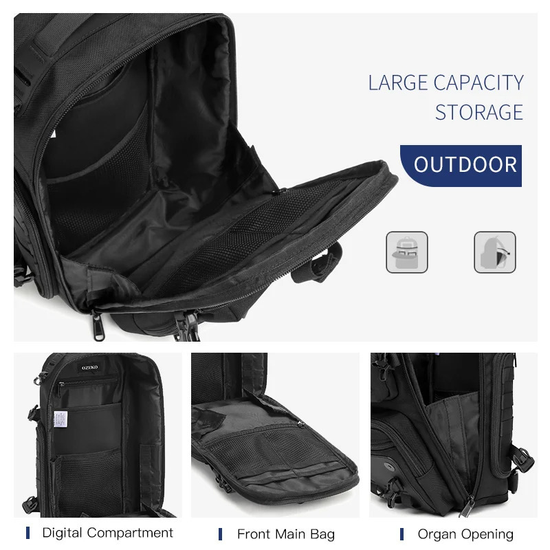 OZUKO Large Capacity Men Chest Bag Waterproof Sling Shoulder Bags for Male Outdoor Sports Crossbody Quality Messenger 241029