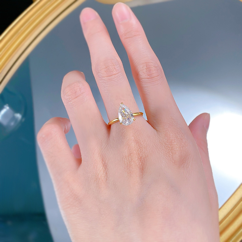 Sparkg Handmade Sterg Sier Pear Cut Moissanite Wedding Rings For Women dh910320090