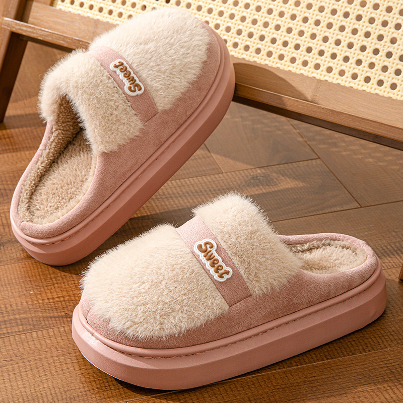 free shipping designer shoes mens flat sandals for women furry fur fluffy winter cotton warm soled thick plush slippers sliders slide