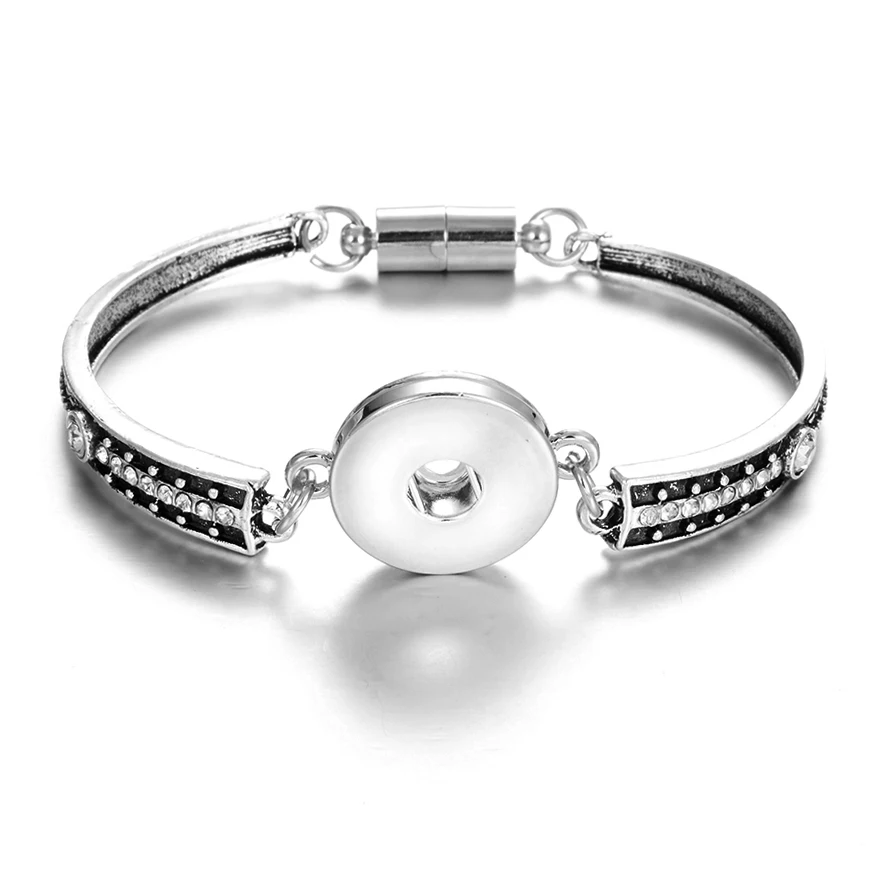 Vintage 6Styles Metal 18MM Snaps Buttons Jewelry Magnetic Metal Snap Button Bracelet For Women Men