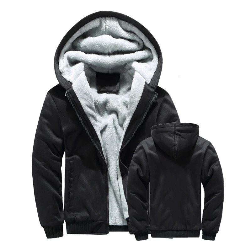 Winter Jacket Men Warm Coat Thick Fleece Male Zipper Hooded Jackets Casual Sportswear Outerwear Long Sleeves Sports Hoody 241031