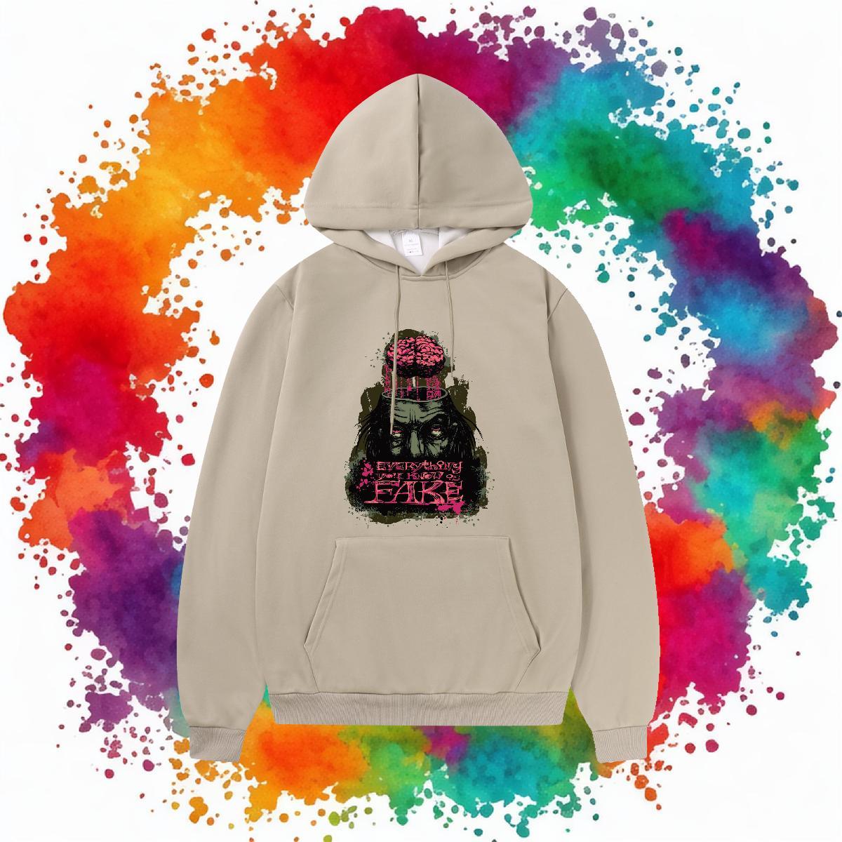 Classic Hoodie Men Breathable Long Sleeve TOP Quality Hoodie Pullover Floral Print Clothings Outdoor Cotton 350g