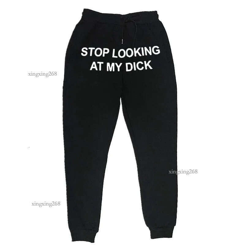 Men's Pants Stop Looking At My Dick Letter Print Drawstring Sweatpants Simple Men Women Sports Jogging Trousers