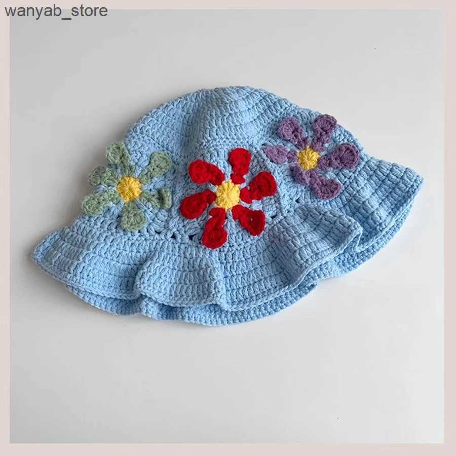 Wide Brim Hats Bucket Hats Flower Patch Crochet Sunflower Crochet Bucket Hat Knitted Sun Hat Granny Square Handmade Foldable Floppy Beach Hat Cute Com