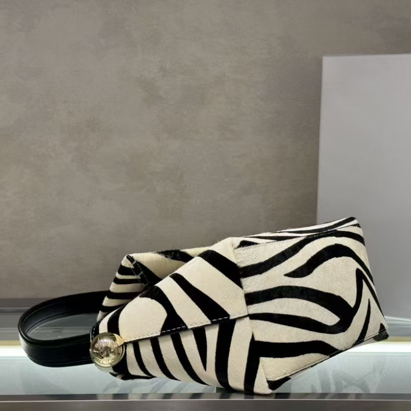 Latest Genuine Leather Top Handle Bags The Rond Carre Zebra-Stripe Horse Hair Shoulder Lady Fashion Underarm Purses And Handbags Designer Clutches Sli