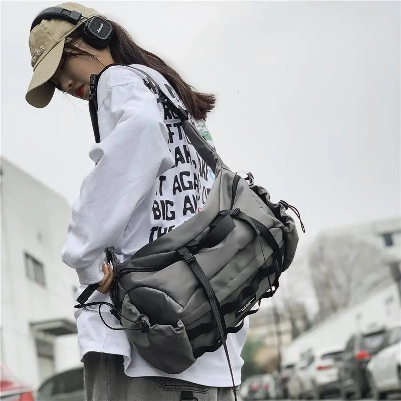 Street trend chest bag shoulder bag functional nylon cross body bag unisex outdoor hip-hop bag fashionable waist bag mobile phone bag 241031