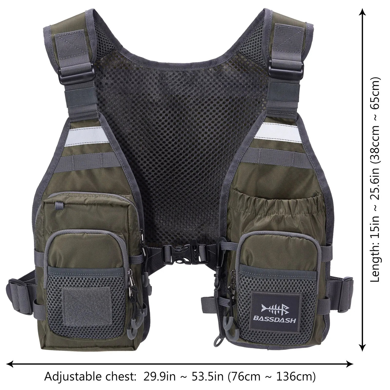 Bassdash FV08 Ultra Lightweight Fly Fishing Vest for Men and Women Portable Chest Pack One Size Fits Most 241031