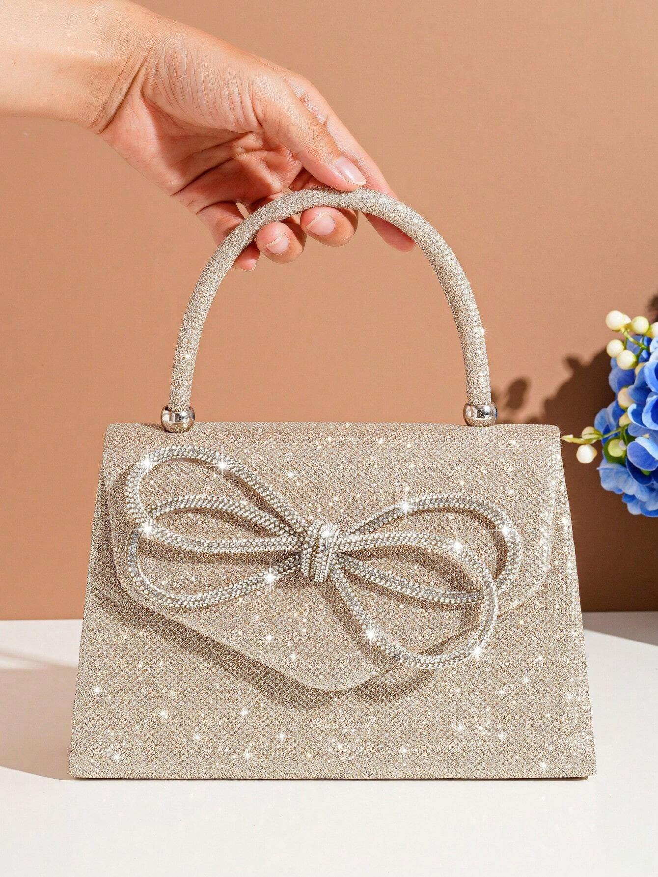 Women's new bow tie handbag, party new banquet bag, niche design, high-end texture