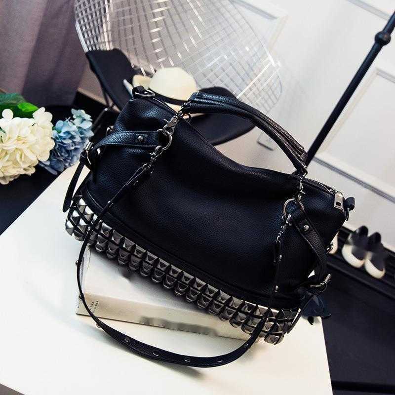 Shoulder Bags Bags Large Capacity Tote Bag Litchi Pattern WoMens Bag Rivet Fashion Bag Single Shoulder Oblique Straddle Portable Punk Bag 241015